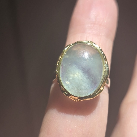 Aquamarine 7k sterling & gold ring sz7 - Picture 6 of 8